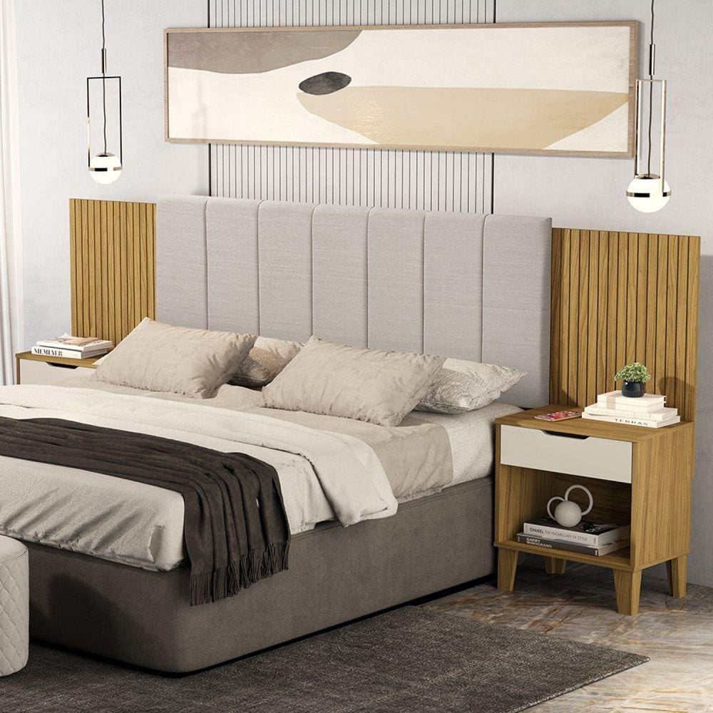 Cabeceira para Cama Box Casal/queen Elena marrom / Off white