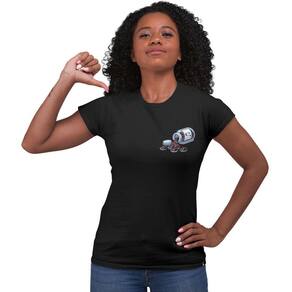 Camiseta Feminina Pílulas Disco de Vinil Rock Minimalista
