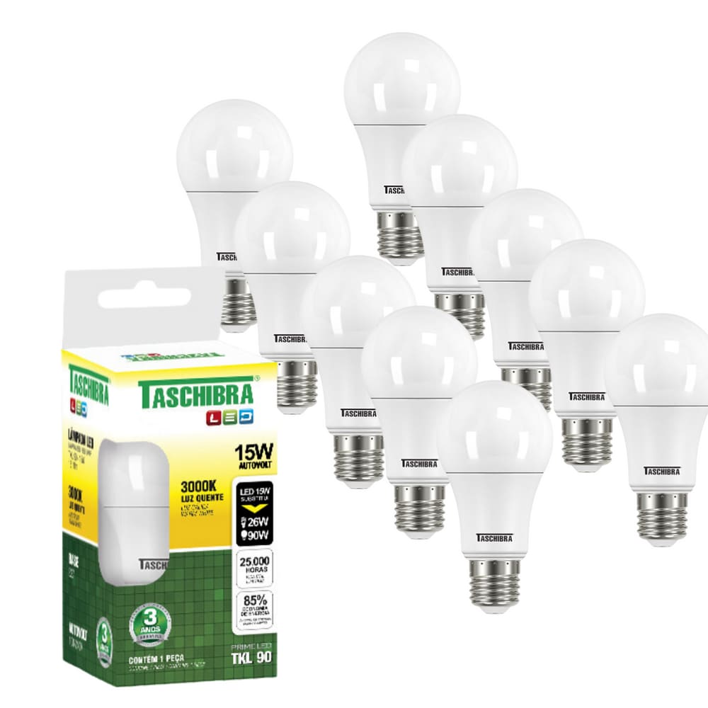 Kit 10 Lâmpada Led 15w Taschibra