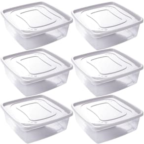 Pote de plástico Clic quadrado 6,6 litros branco 6 unidades Plasutil ref.2417