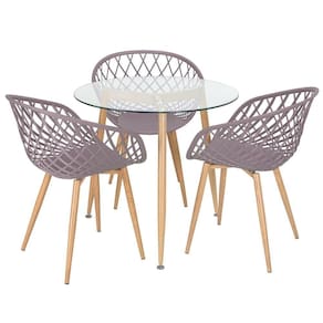 Mesa Redonda Tampo De Vidro 80 Cm + 3 Cadeiras Fendi
