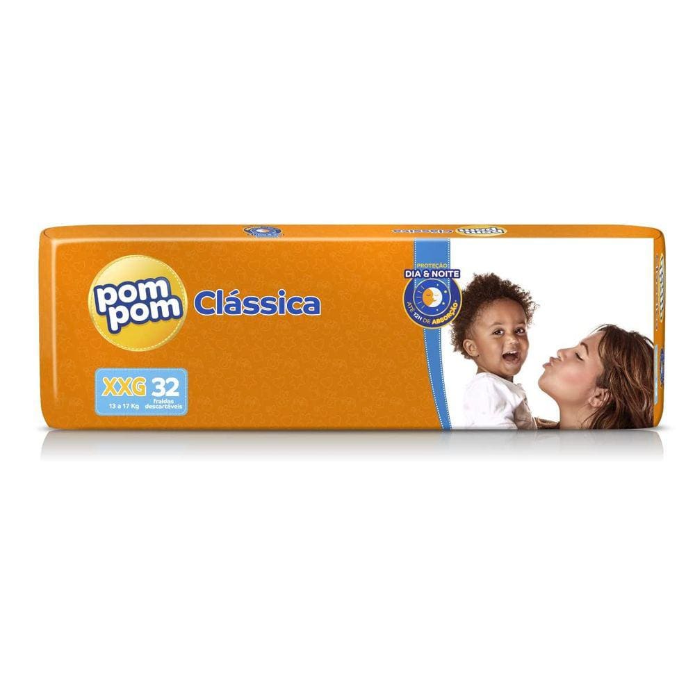 Fralda Descartável Infantil Pompom Clássica Mega XXG C/32 - Pom Pom
