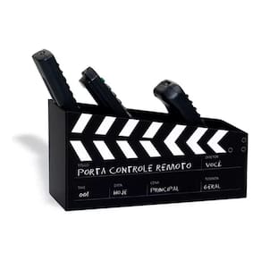 Porta Objetos Controles Remoto Aço Cinema Claquete Preto