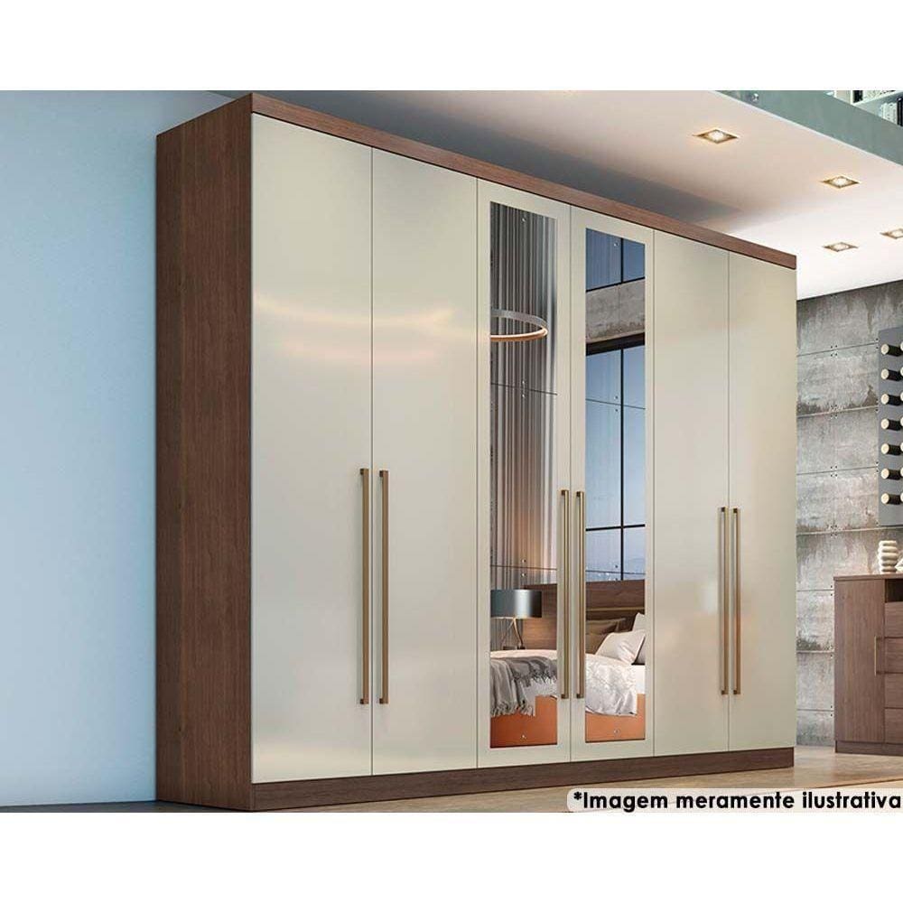 Guarda Roupa Casal 6 Portas E 8 Gavetas C- Espelho Dello-trento Cacau Canela-fendi - Novo Horizonte