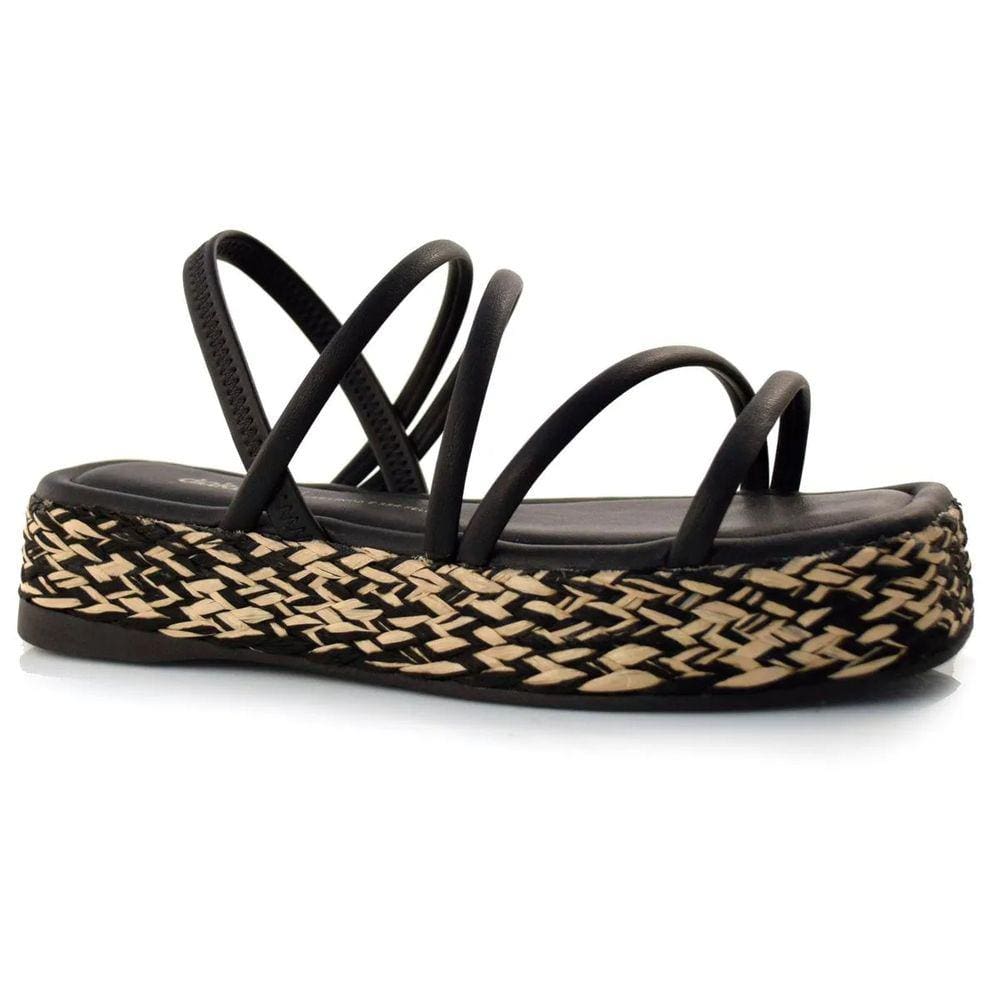 Sandália Dakota Flatform Feminina Strass Tressê Preto