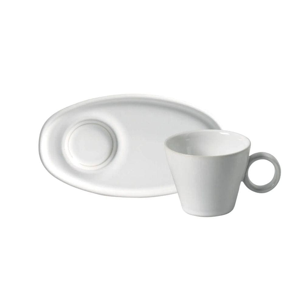6 Xícaras Café 110ml Pires Oval Neo New White Porto Brasil