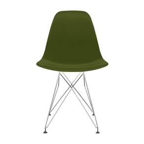Cadeira para Sala de Jantar Eames Pp Eiffel Verde Militar