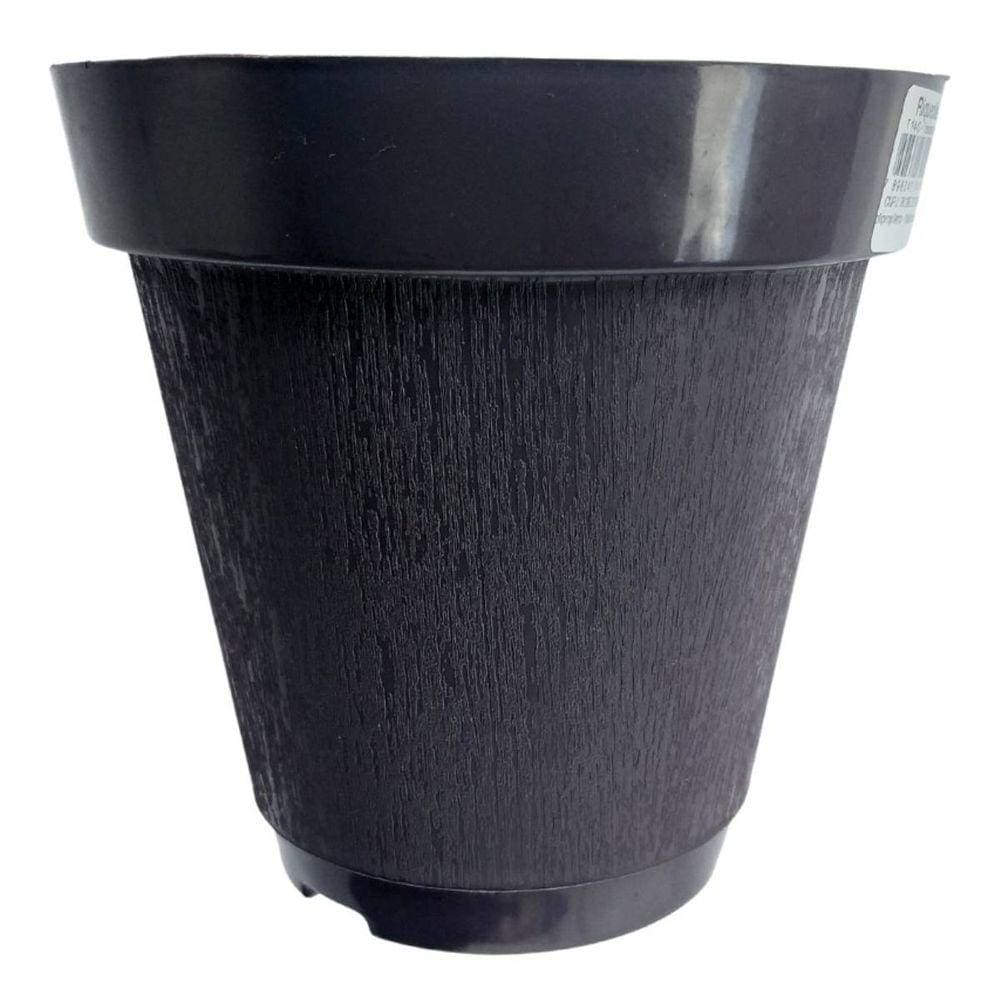 Vaso Plástico Texturizado Toscana (14x14) Preto RIQUEPLÁS