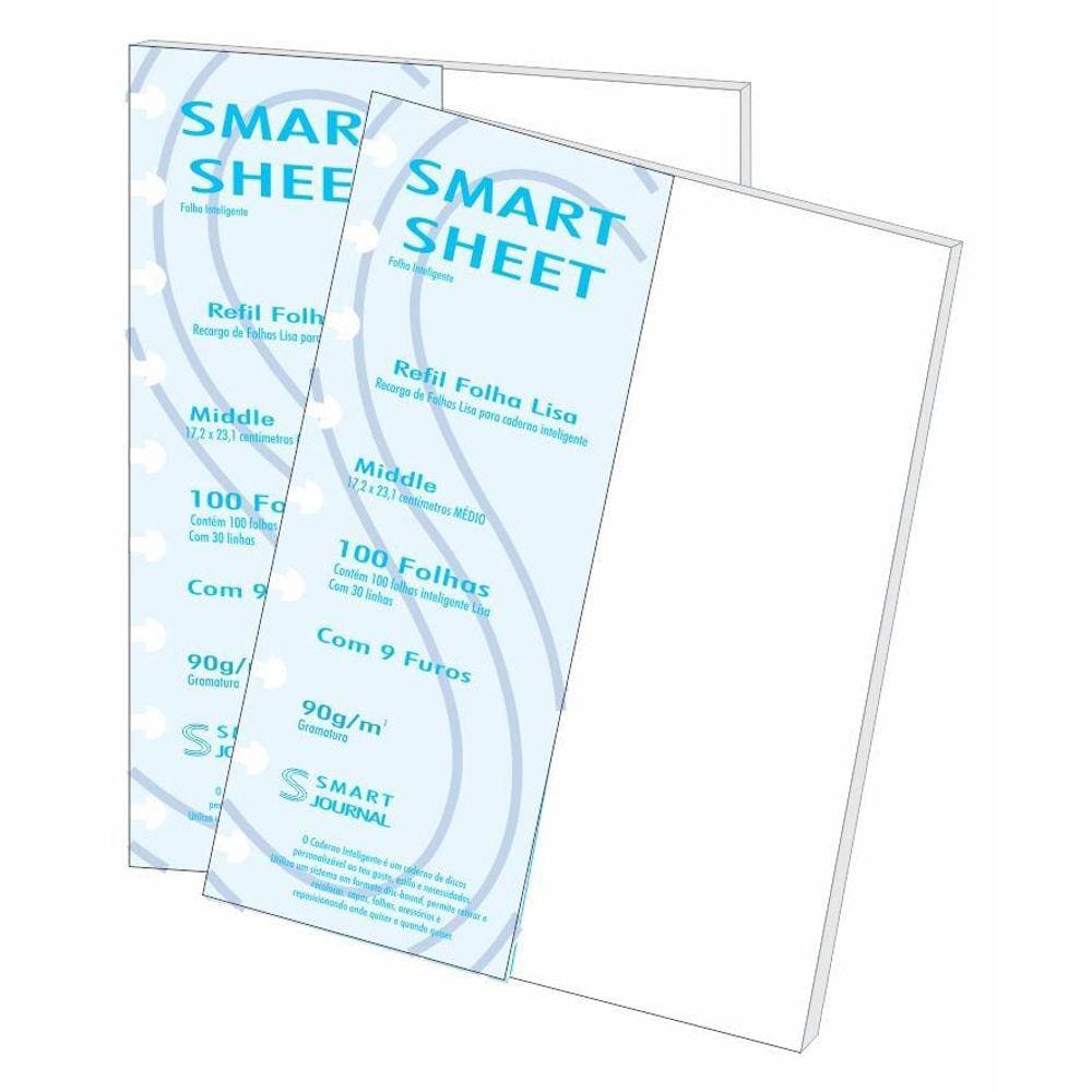 Kit 2 Refil Caderno Inteligente 90G 100 Folhas Liso Medio