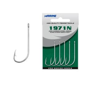 Anzol Pesca Marine Sports 1971N Acabamento em Nickel Cartela Nº1/0 Com 50 Peças