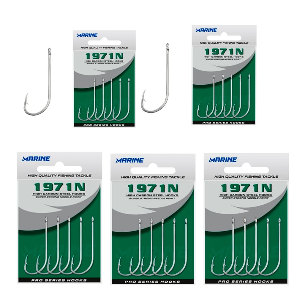 Kit Anzol Pesca Marine Sports 1971N Perna Longa Nickel Cartela Nº 1 ao 14 400un