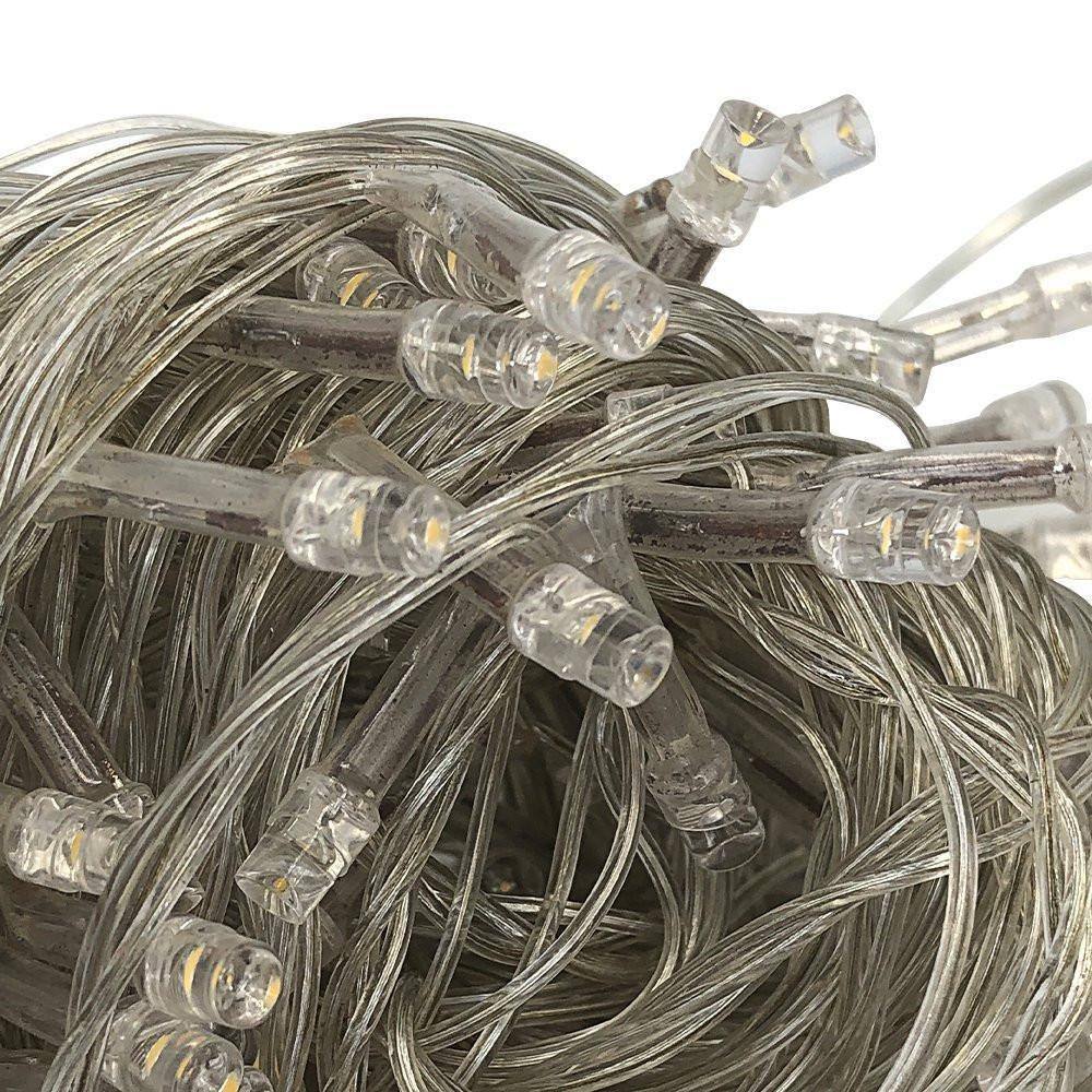 Pisca Pisca 100 Leds 9M 8 Funções 127V Branco Frio