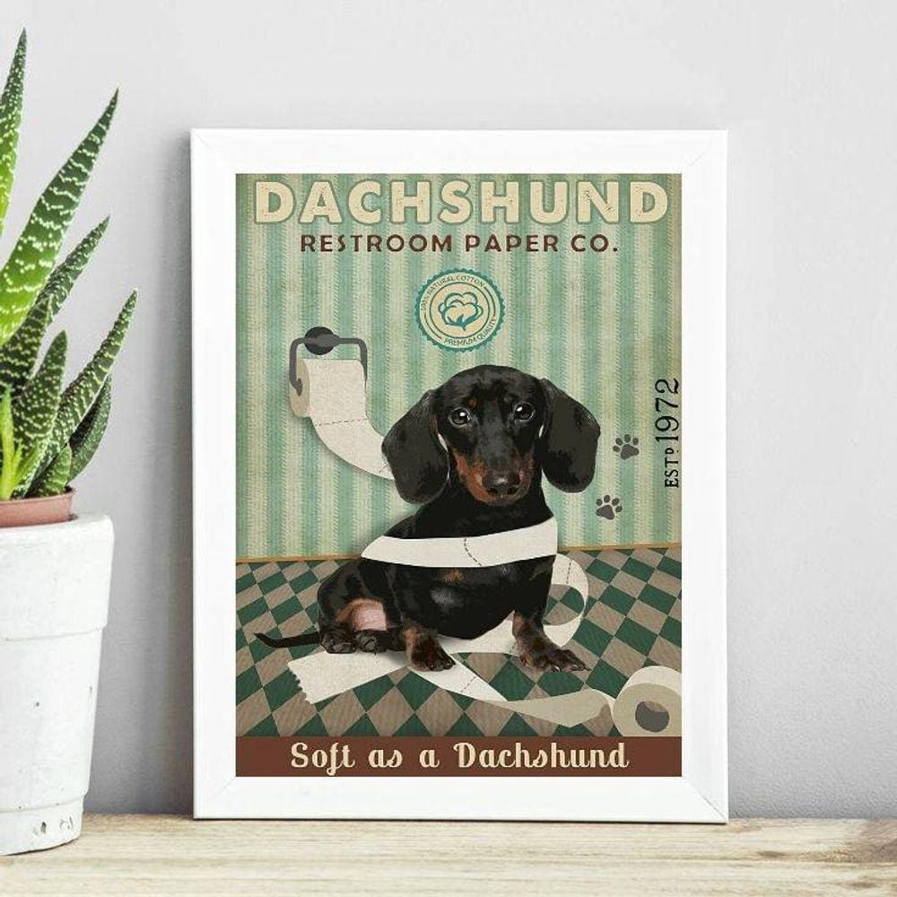 Quadro Decorativo Banheiro Dachshund 33X24Cm