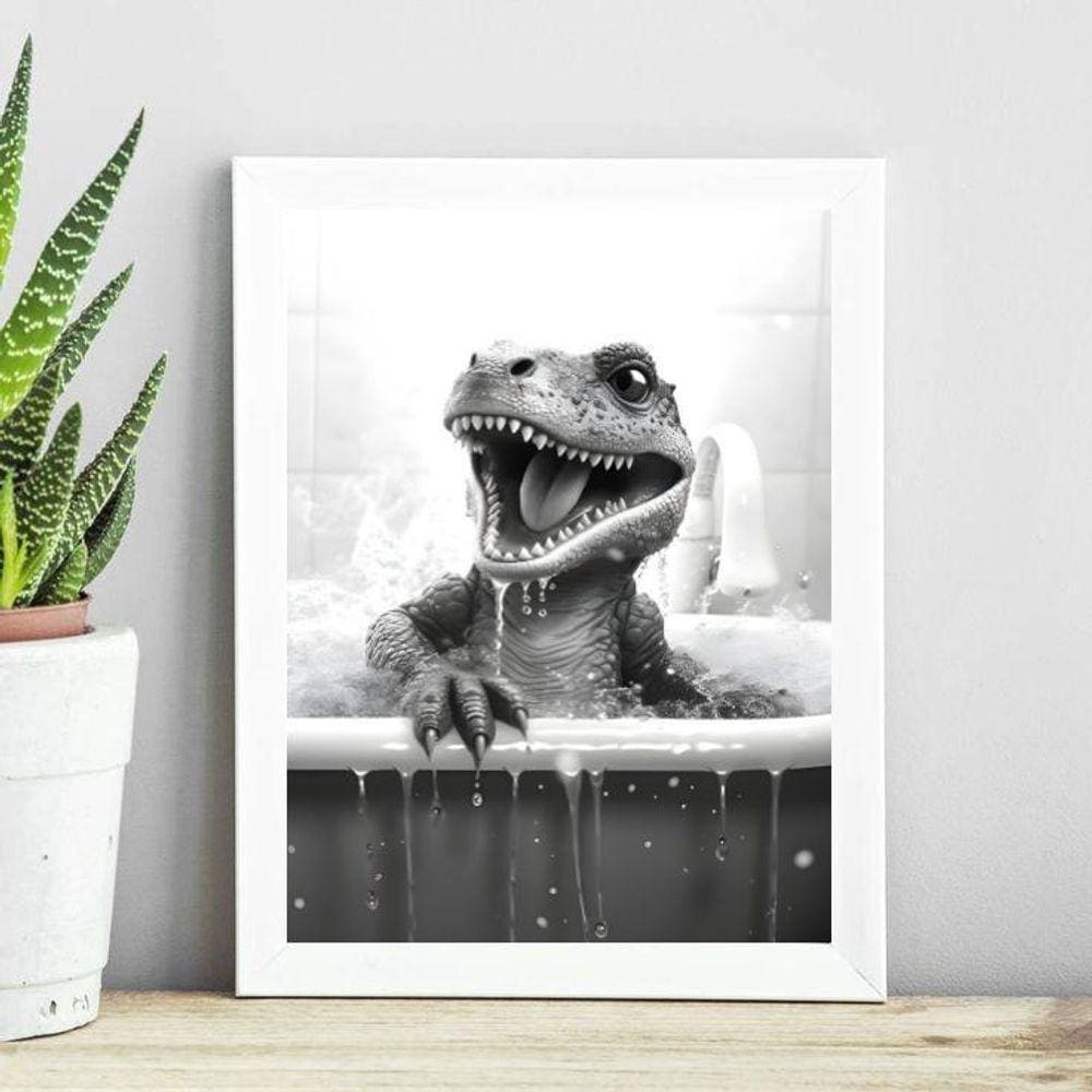 Quadro Banheiro Infantil - Dinossauro 33X24Cm