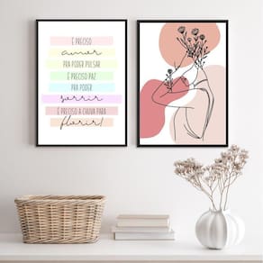 Kit 2 Quadros É Preciso Paz- Mulher 45X34Cm