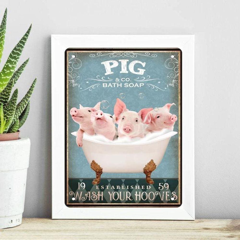 Quadro Decorativo Banheiro Porquinhos 33X24Cm