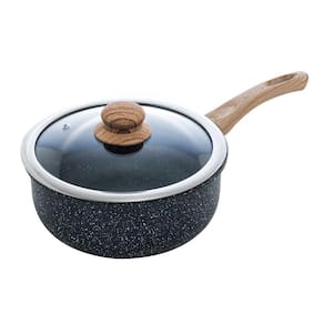 Panela de Indução em Alumínio com Revestimento Cerâmico e Tampa de Vidro Granilite Preta 20cm -Wolff