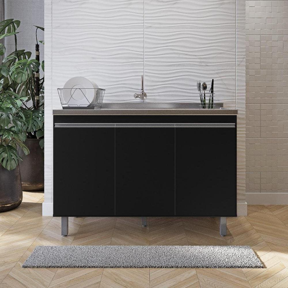 Balcão Gabinete de Pia sem Tampo 120cm 3 Portas Malu - Nathan Móveis