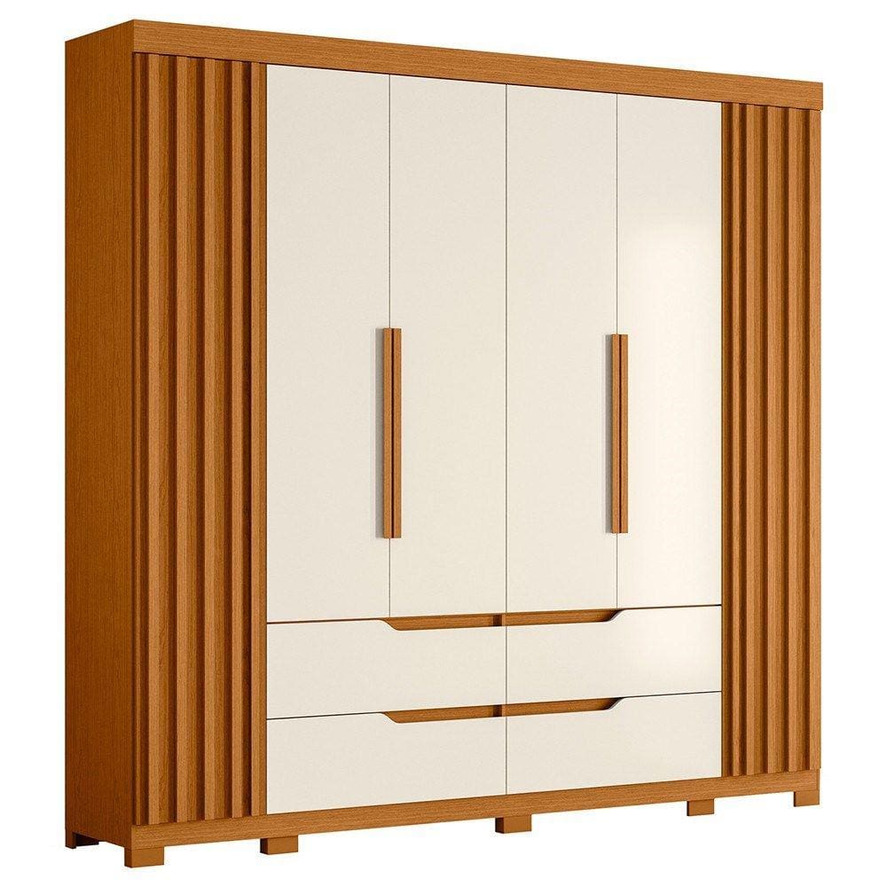 Guarda Roupa Casal 6 Portas 4 Gavetas 240cm Doble Cinamomo/Off White - Albatroz