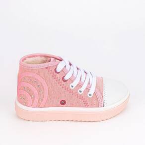 Tênis Infantil Cano Alto Kidy Happy Love Rosa com Pelinho