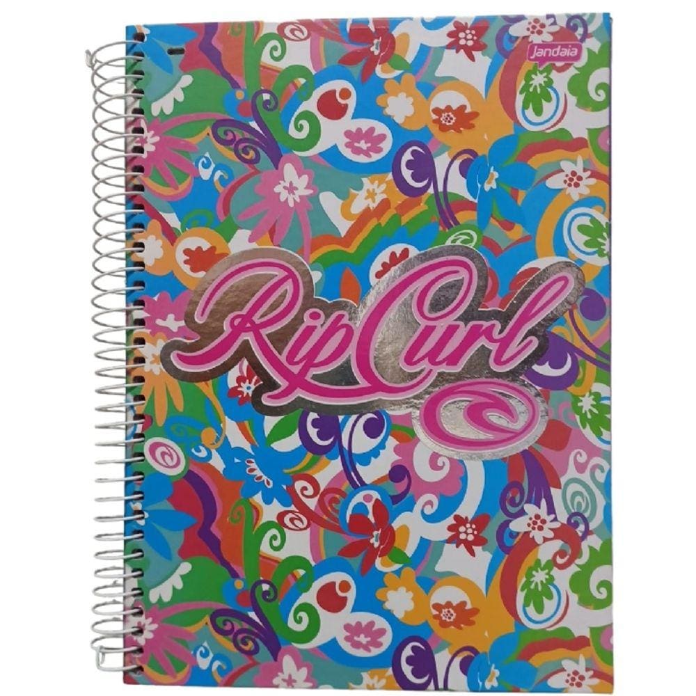 Caderno Universitário Capa Dura 10 Matérias 200 Folhas Rip Curl Metalizado Jandaia