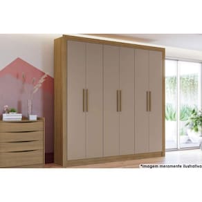 Guarda Roupa Casal Open M569 6 Portas E 2 Gavetas Nogueira/fendi - Kappesberg
