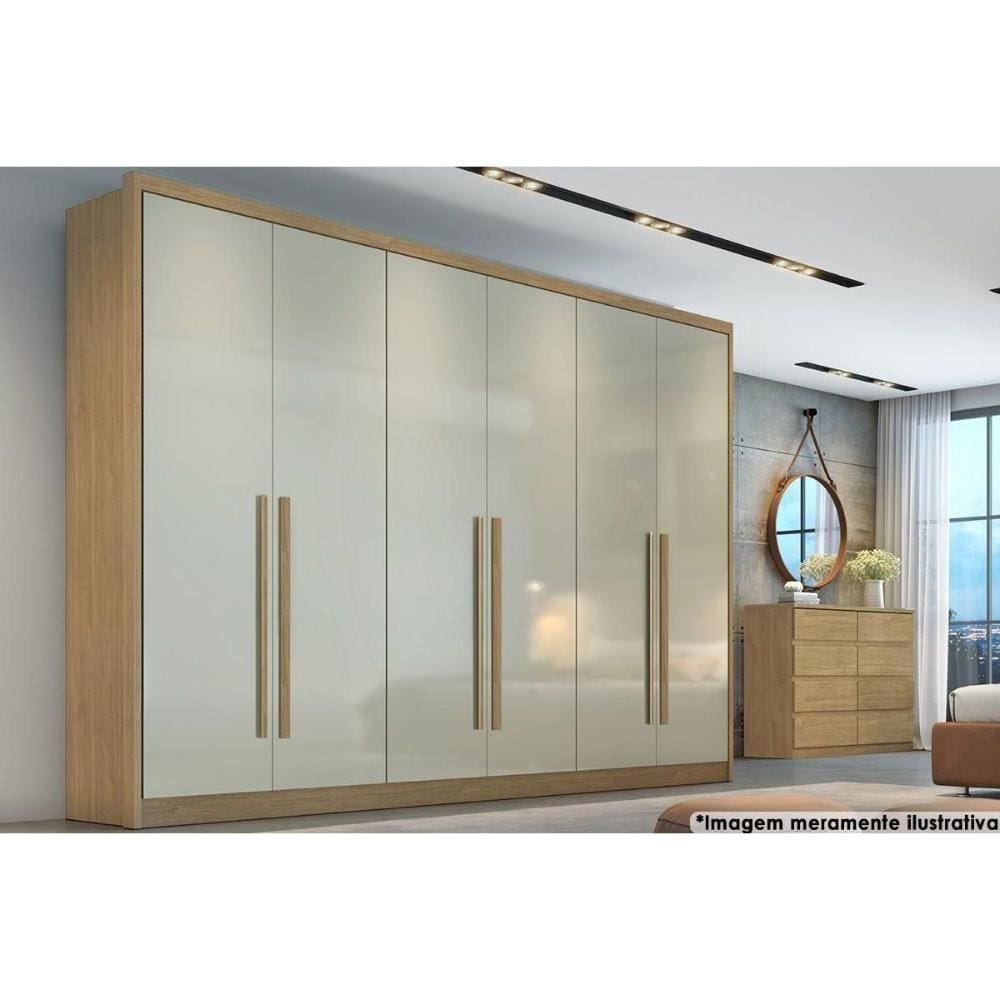 Guarda Roupa Casal 6 Portas E 6 Gavetas Robust Plus Freijo Cumaru C/ Fendi - Novo Horizonte