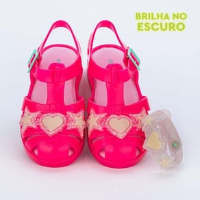 Sandália Infantil Mar e Cor Brilha no Escuro Pink e Pulseira