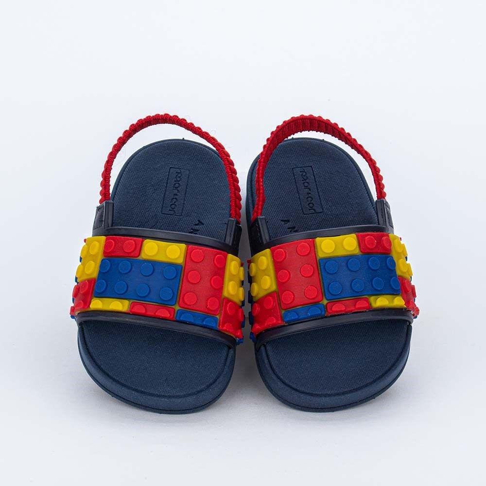 Chinelo Bebê Menino Mar e Cor Blocks Marinho com Elástico