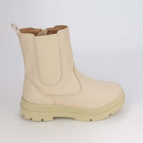 Bota Infantil Feminina Kidy Style Chelsea Tratorada Marfim