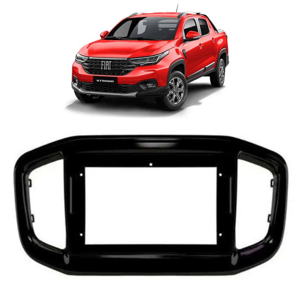 MOLDURA 9" FIAT STRADA 2021 A 2022 BLACK PIANO