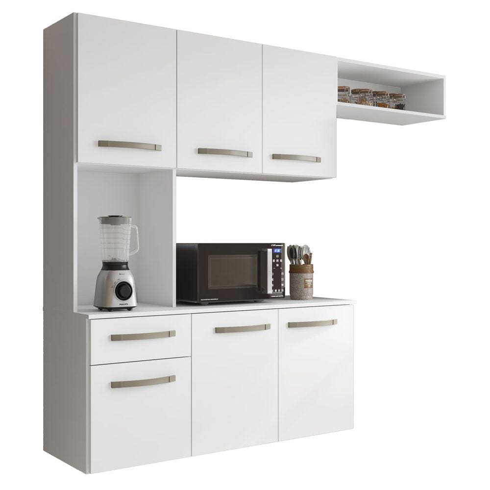 Cozinha Suspensa 165cm Balcão Armário Aéreo Multiuso - Branco