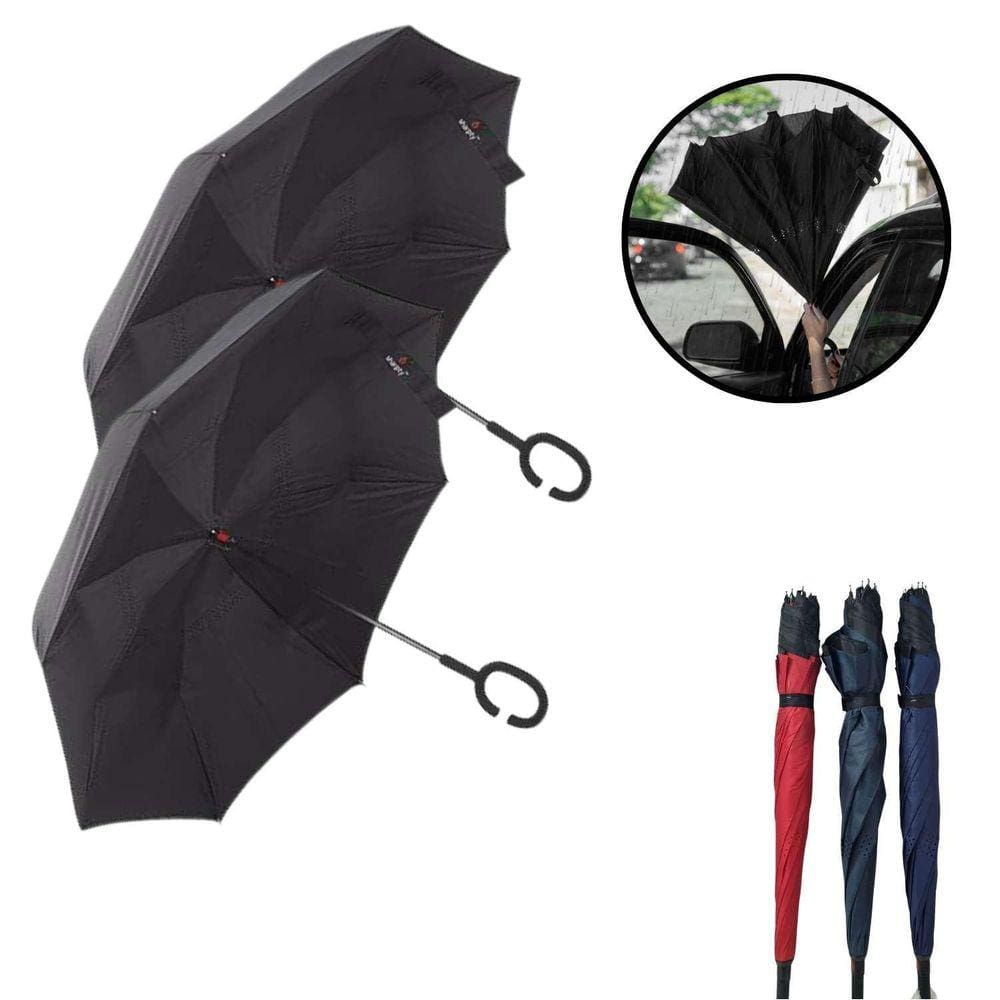 Kit 2 Guarda Chuvas Invertido Grande Sombrinha Para Carro