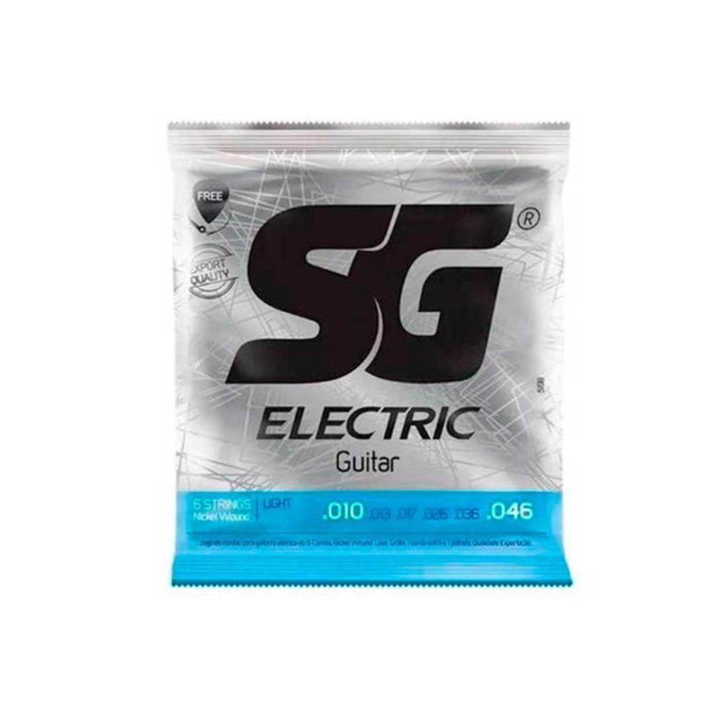 Encordoamento P/Guitarra 010 Sg Leve -  1ª(Mi) Extra + 1 Palheta [F108]