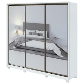 Guarda-Roupa Casal Spazio 270 Super Glass 3 portas 6 Gavetas Branco