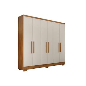 Guarda Roupa Solteiro 6 Portas E 4 Gavetas C-pés Milly Freijo Cumaru C- Fendi - Novo Horizonte