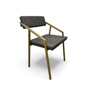 Cadeira Zenite Estofado Cinza Metalon Dourado