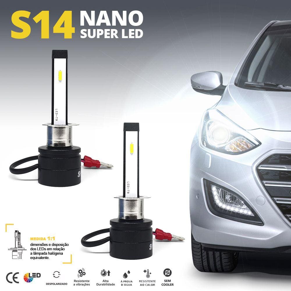 Par Lâmpadas H1 Farol Alto Sonic 2011 2012 2013 2014 2015 2016 Super Led Mini Nano 6000k Sem Adaptar Furar Tampa Shocklight S14