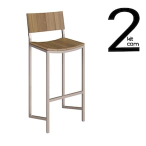 Conjunto 2 Banquetas Escama com Encosto - Olmo/Champagne