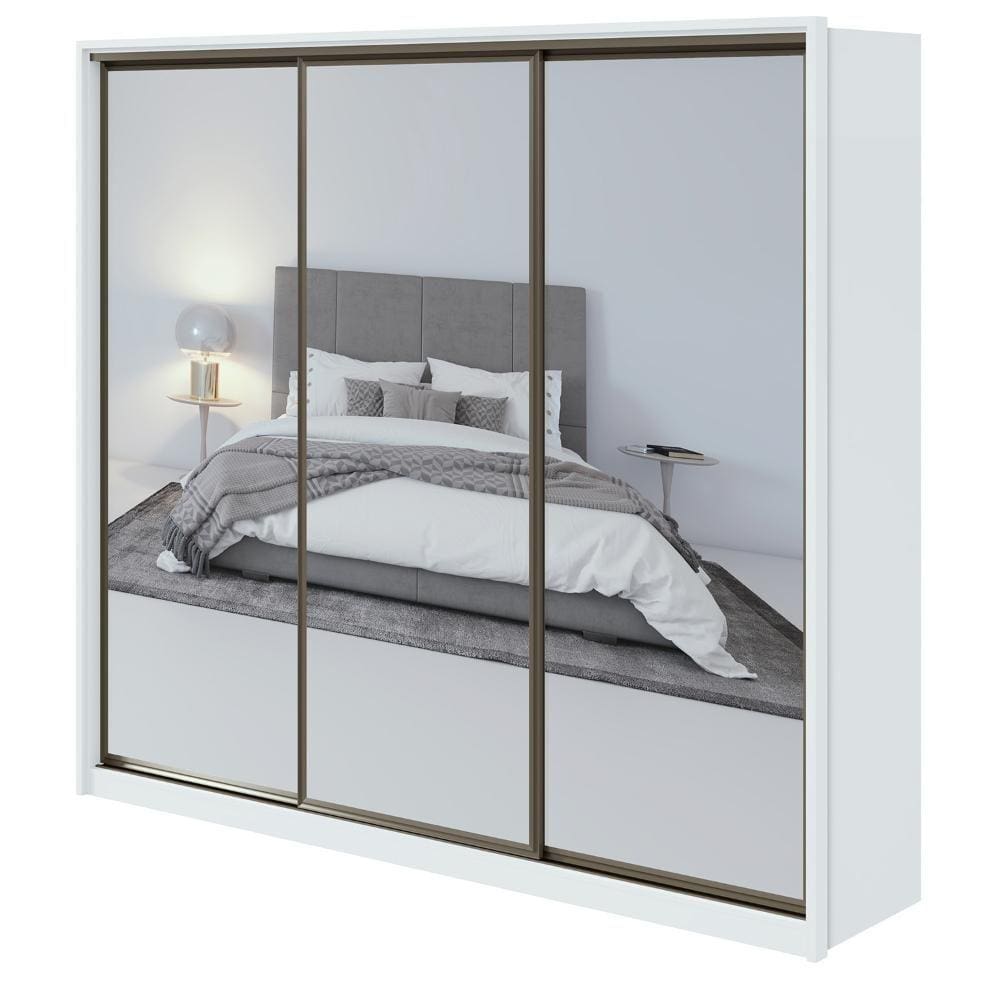 Guarda-Roupa Casal Spazio 270 Super Glass 3 portas Branco