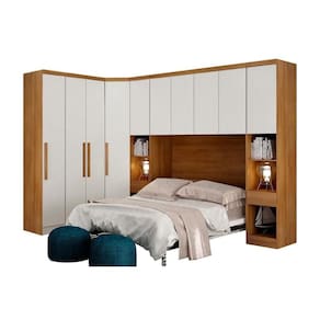 Quarto Casal Bari 5 Peças Armário Ponte Closet 2 Guarda Roupas 2 Complementos Qcm02 Freijó-fendioff