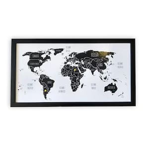 Quadro Mapa Mundi Pin Pinar 63x34cm - 50 Pinos