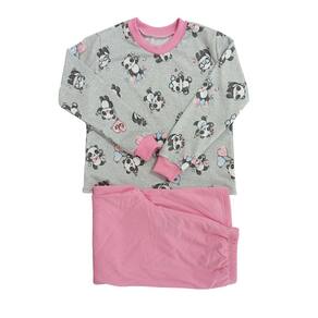 Pijama infantil de inverno manga longa feminino quentinho moletinho flanelado 6 a 12 anos