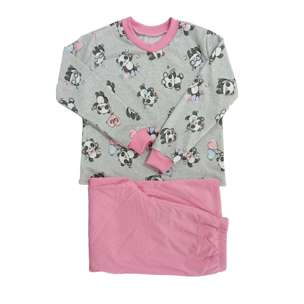 Pijama infantil de inverno manga longa feminino quentinho moletinho flanelado 6 a 12 anos