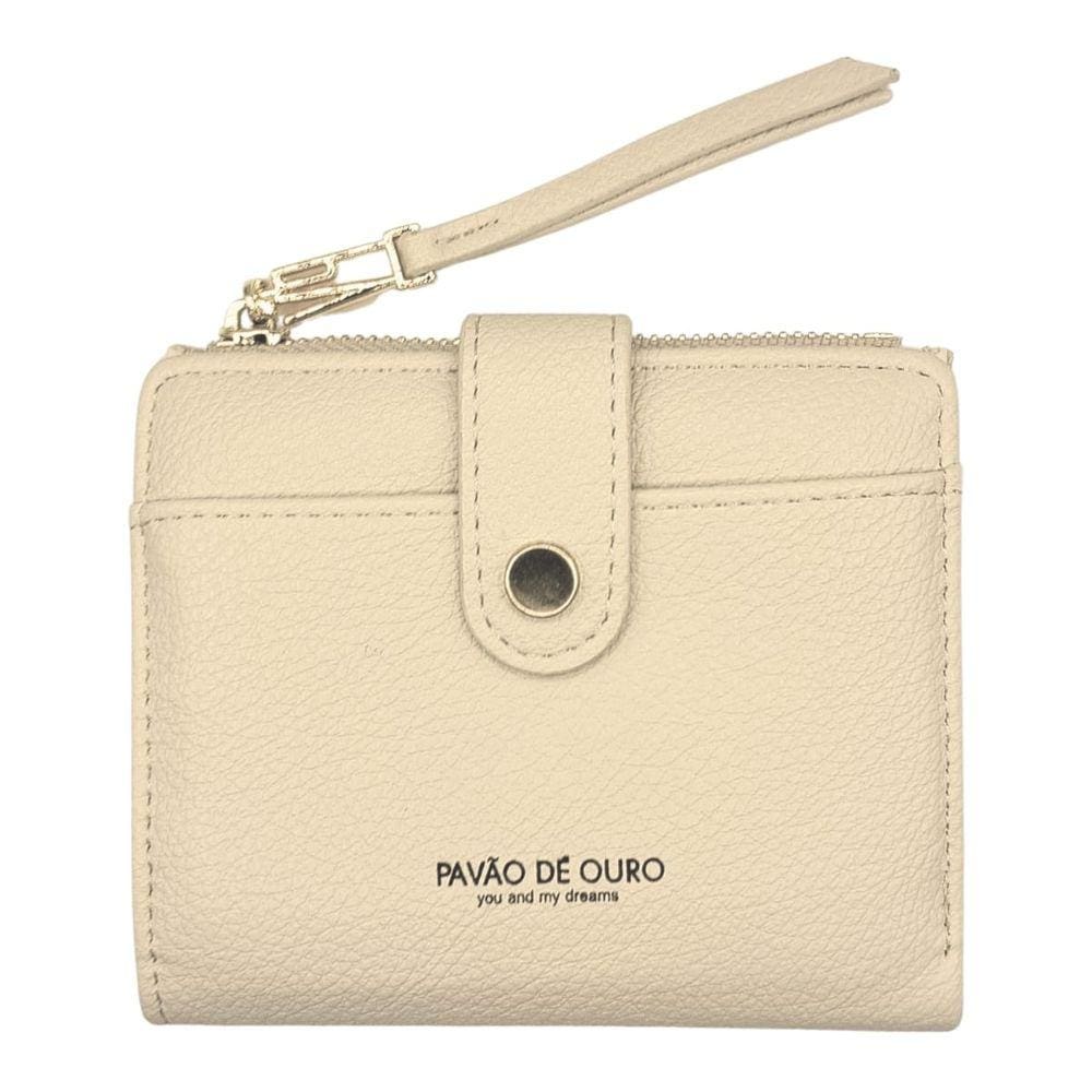 Carteira feminina pequena com repartição-Pavão de Ouro