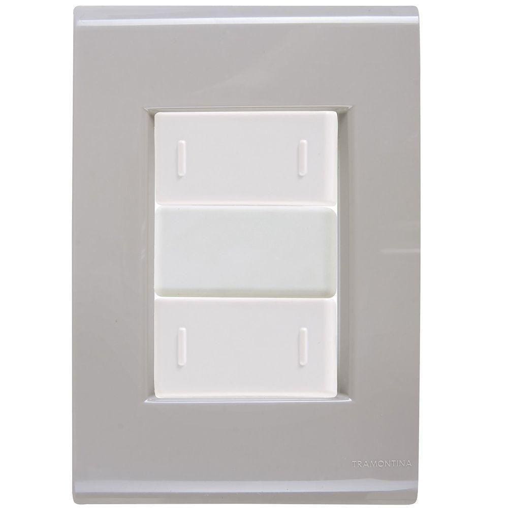 Cj Placa Dois Interruptor Duplo Liz Fendi Tramontina Completo Pronto Tramontina