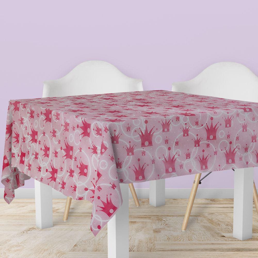 1 Toalha Mesa TNT Festa Estampado Princesa Rosa 140X140