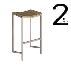 Conjunto 2 Banquetas Escama sem Encosto - Olmo/Champagne