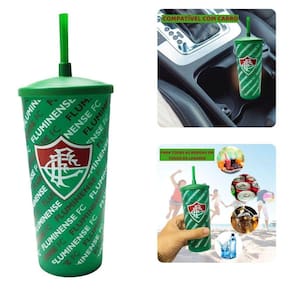 Copo Plástico Tampa E Canudo 500Ml Fluminense Infantil