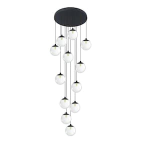 Pendente Moderno Preto 60Cm Pé Direito Alto Sala Escada Vidr